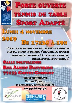 2019.10.01 - Porte ouverte tennis de table Chevry Cossigny - 4 Novembre